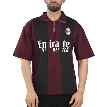 پولوشرت نیم زیپ اسپرت آ ث میلان مدل ZRA-4B0288 زرشکی