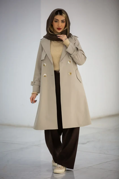 بارانی سانتانا دکمه دوبل بلند New