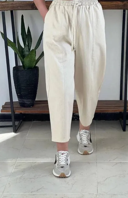 شلوار مام لینن زنانه کد 6515