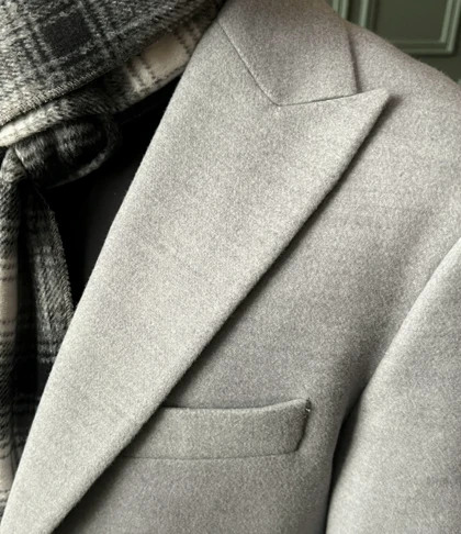 پالتو دو دکمه یقه بلیزر طوسی روشن o118