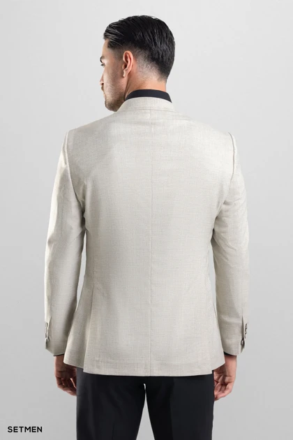 کت تک مردانه یقه انگلیسی نیم آستر دو دکمه