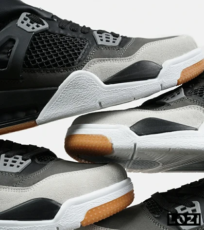 کتانی ساق‌دار بزرگ پا مشکی طوسی Nike air jordan 4 مدل 7381