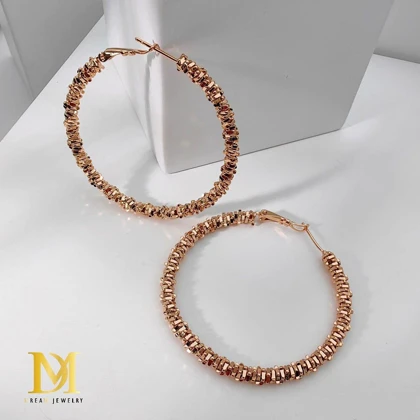 گوشواره حلقه‌ای دریم مدل خاویاری طلایی