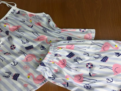 ست تاپ و شلوارک طرح فلامینگو 186