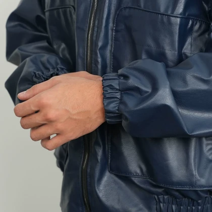 کاپشن مردانه چرم باکسی کد 600019