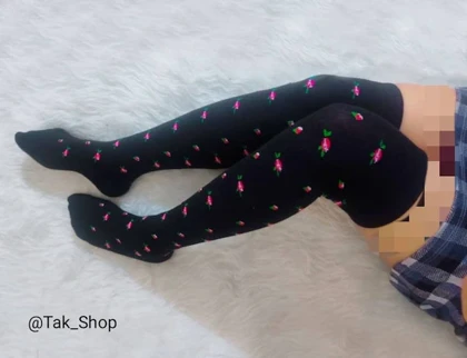 جوراب زنانه بالا زانو گل رز