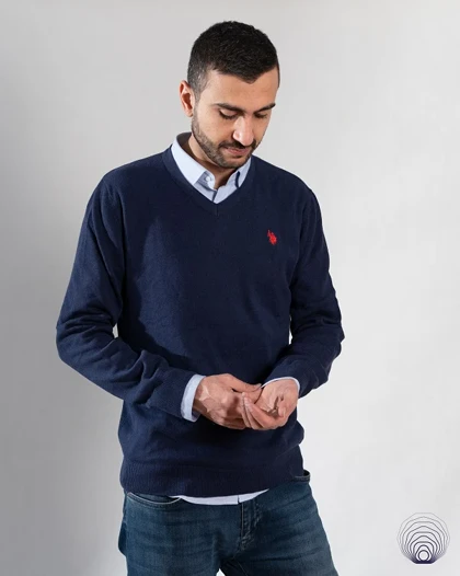 پلیور یقه هفت مردانه U.S.Polo Assn – فیت راحت و کلاسیک آمریکایی کد 17479
