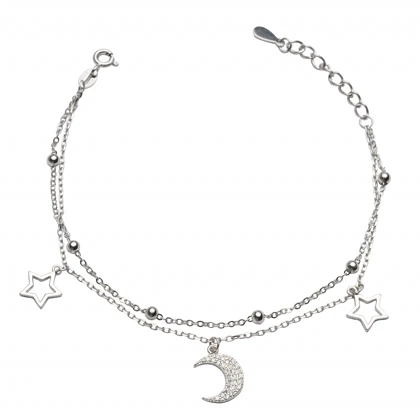 دستبند نقره ماه و ستاره کد 351278
