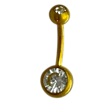 پیرسینگ ناف استیل نگین‌دار طرح طلا