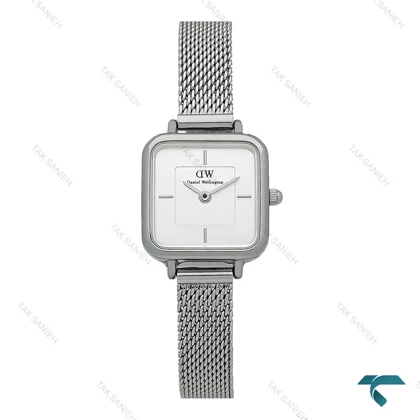 ساعت دنیل ولینگتون زنانه مربعی بند حصیری تمام سیلور DW-7624-L