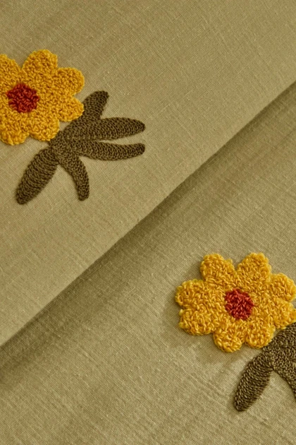 سرویس روتختی پیکه دو نفره Karaca Home مدل Sunflower پنبه‌ای - سبز
