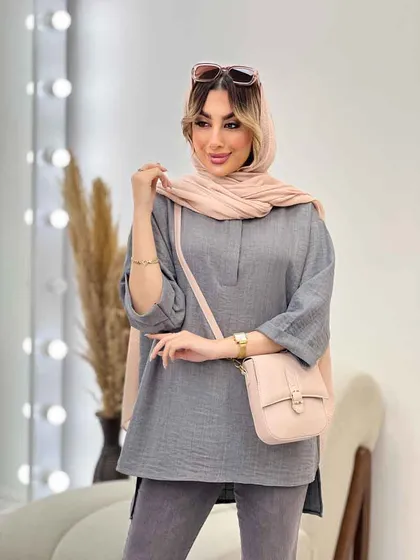 مانتو جلو بسته دکمه مخفی