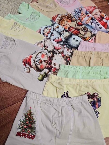 ست رکابی و شورت بچگانه طرح کریسمس