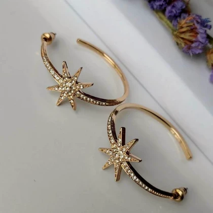 گوشواره حلقه‌ای شیک (هوپ) طرح ستاره درخشان (Limited Edition) – آبکاری طلا