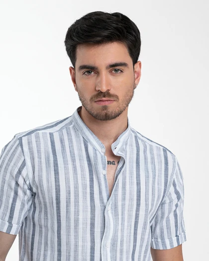 ام کی کالکشن پیراهن آستین کوتاه mk-4523-navy-blue