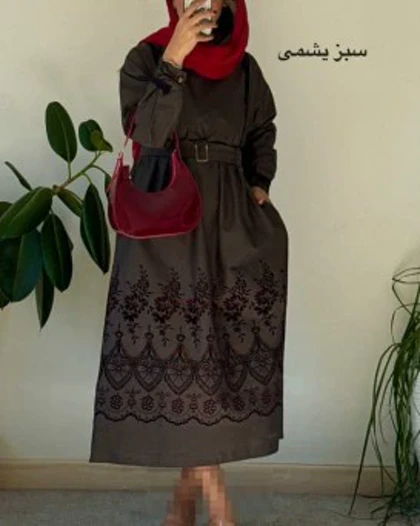 مانتو کتان با خرج کار مخمل کوب