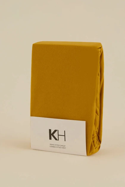 ملحفه کشدار یک نفره Karaca Home پنبه‌ای - خردلی