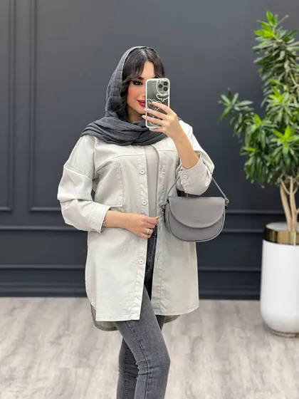 مانتو جین رنگی دو جیب