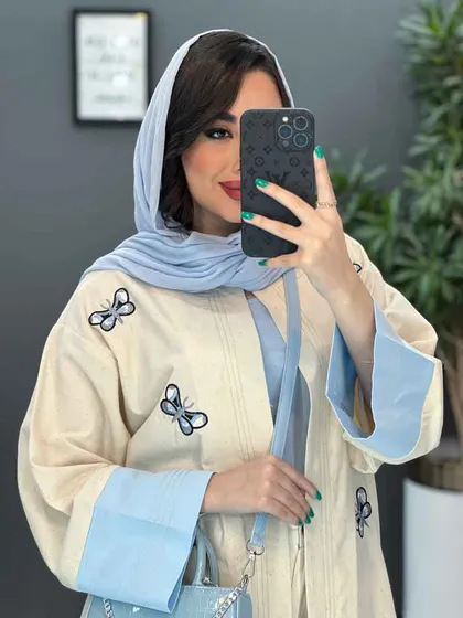 مانتو لینن نچرال طرح پروانه