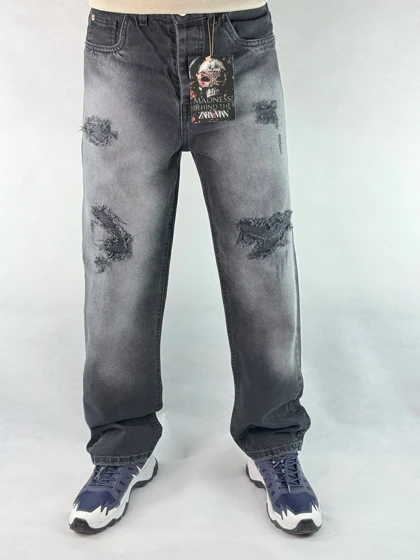 شلوار نیم بگ مردانه ذغالی زاپ‌دار 125