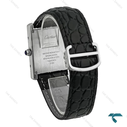 ساعت کارتیه تانک بند چرم مردانه تقویم دار Cartier-8190-G