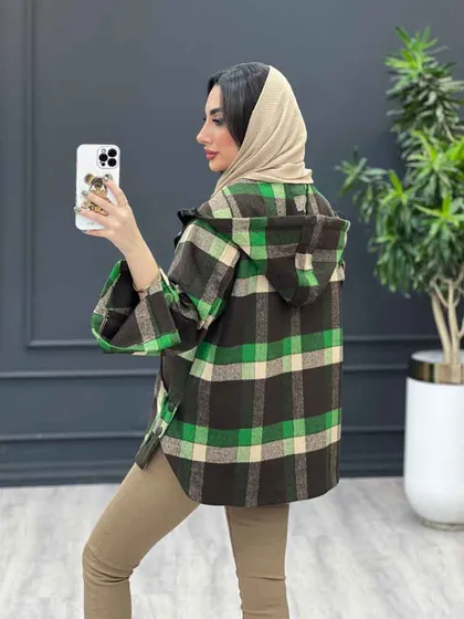 پالتو کلاه دار بغل دو دکمه