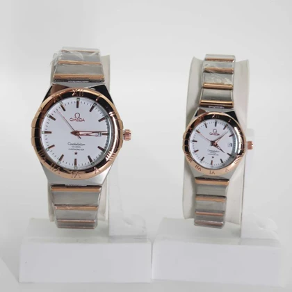 ساعت مچی ست مردانه و زنانه امگا Omega 6015 تاریخ دار با قفل پروانه ای