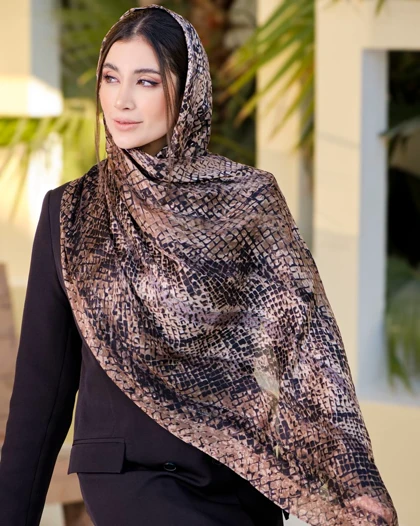 شال ابریشم میله ای پوست ماری 20625