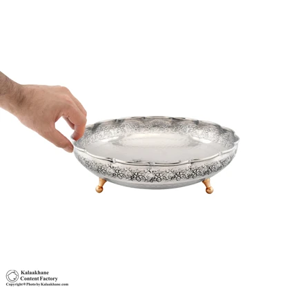 میوه خوری سه پایه مس دیبا رنگ کروم کد 1068
