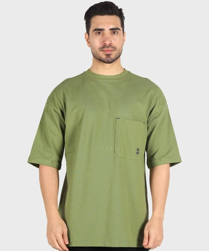 تیشرت باکسی مردانه ساده و تک جیب 1721