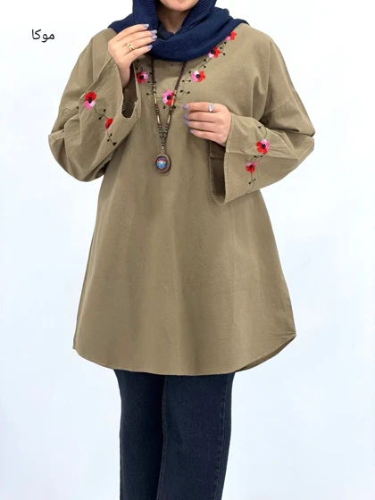 مانتو لینن گلدوزی نرگس کد 7033