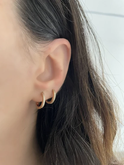 گوشواره حلقه‌ای دوطرف نگین‌دار ژوپینگ