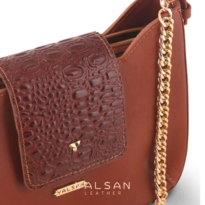 کیف دوشی و دستی زنانه چرم یلسان مدل راشا کد 104-GAN