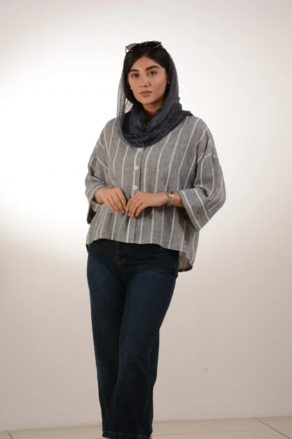 شومیز ملانژ آستین پاکتی حورال
