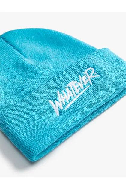 کلاه بافتنی پایه با جزئیات تاشو با شعار 3WAM50119AA