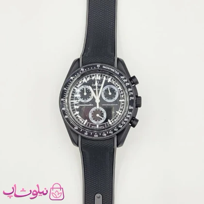 ساعت امگا سواچ moonswatch با بند رابر زنانه مردانه رنگ فول مشکی کیفیت مستر کد 3750