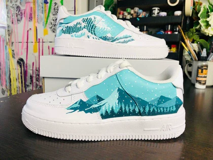 کفش اسپرت کاستوم کتانی با طرح موج و کوه نایک nike ایرفورس air force کد 56795