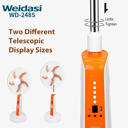 پنکه ایستاده شارژی 18 اینچ ویداسی مدل weidasi WD-248 با چراغ LED