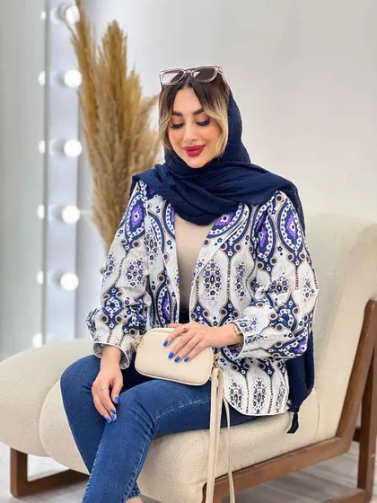 مانتو طرح دار مغزی دوزی