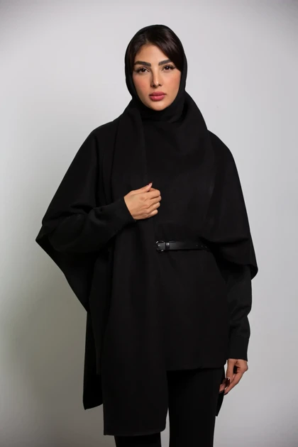 پالتو پانچ رویا با کمربند چرم