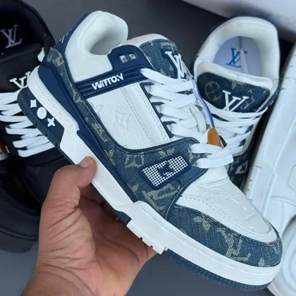 کفش لویی ویتون ترینر سوپر مستر سفید آبی Louis Vuitton Trainer Super Master White Blue