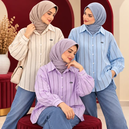 شومیز راه راه وارداتی دنیز کد 6064