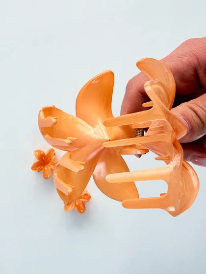 کلیپس مو طرح گل پلومریا Polomeria بسته 3 عددی