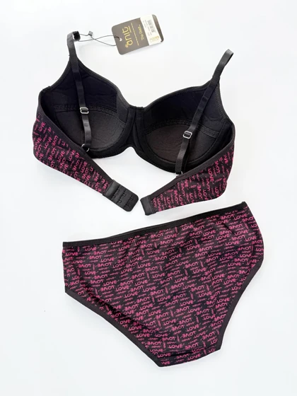 ست شورت و سوتین فنر دار نخ پنبه طرح Love آنیت Anit