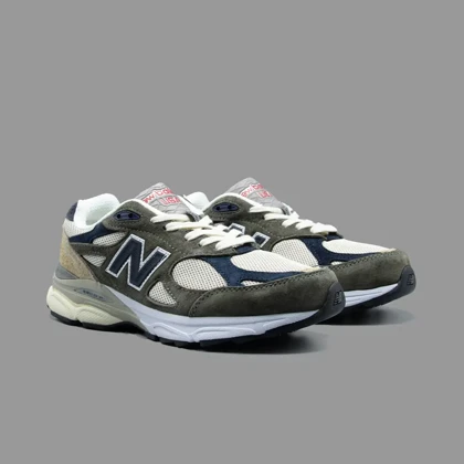 نیوبالانس990 طوسی آبی زیتونی New Balance 990 Grey Blue Olive