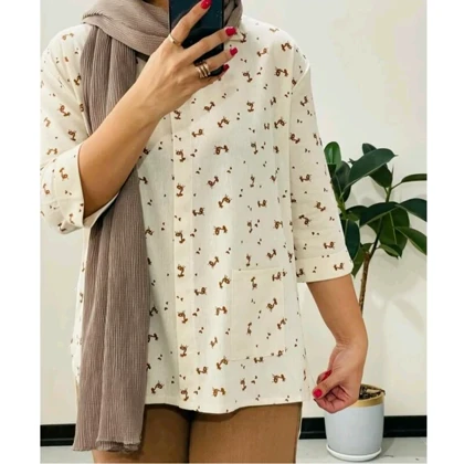 تونیک زنانه لینن نچرال طرح گوزن