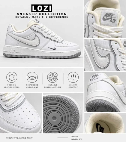 کفش سفید طوسی Nike Air Force مدل 9616 کلاسیک و اسپرت