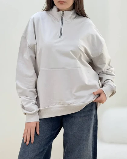 سویشرت نیم زیپ ساده