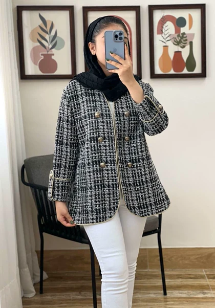 کت شانل بافت لمه دار کد 3172