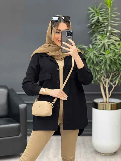 مانتو آستین برش‌دار دو جیب